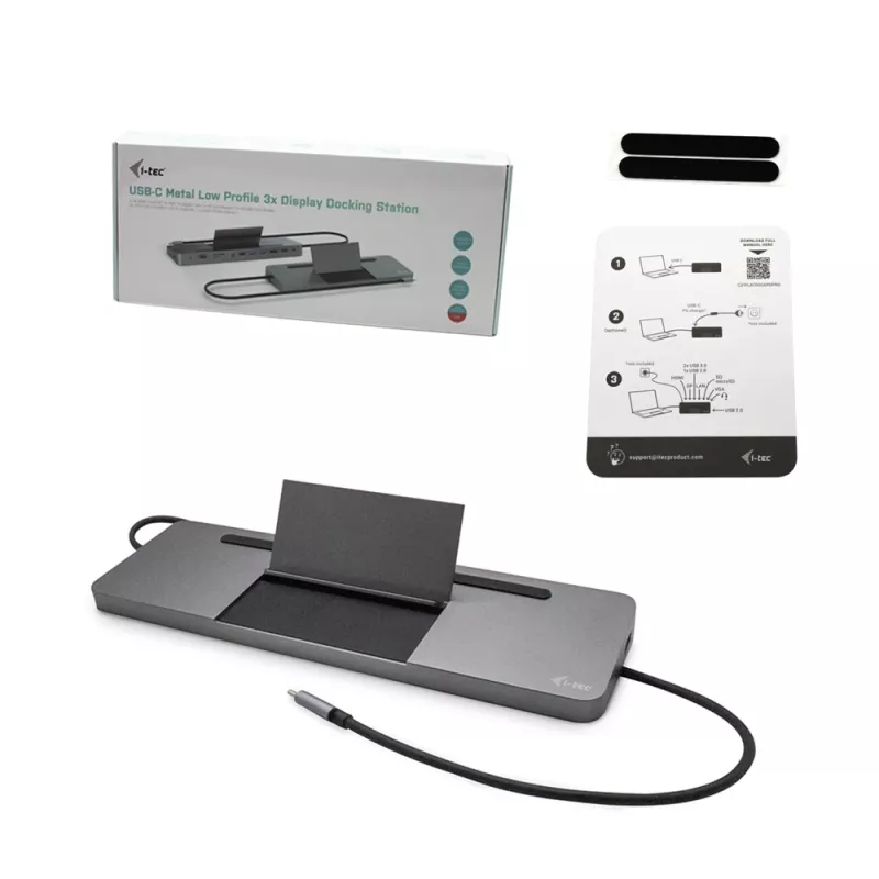 i-tec metalen USB-C ergonomische 4K 3x display dockingstation + Power Delivery 85 W