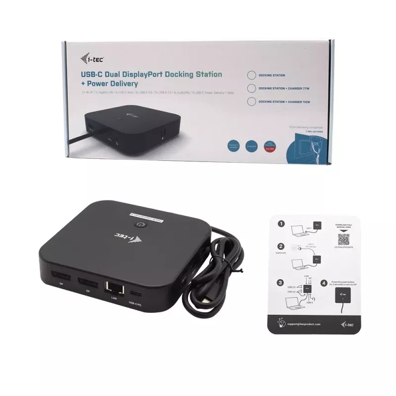 i-tec USB-C dual display dockingstation met Power Delivery 100 W