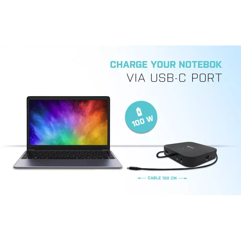 i-tec USB-C dual display dockingstation met Power Delivery 100 W