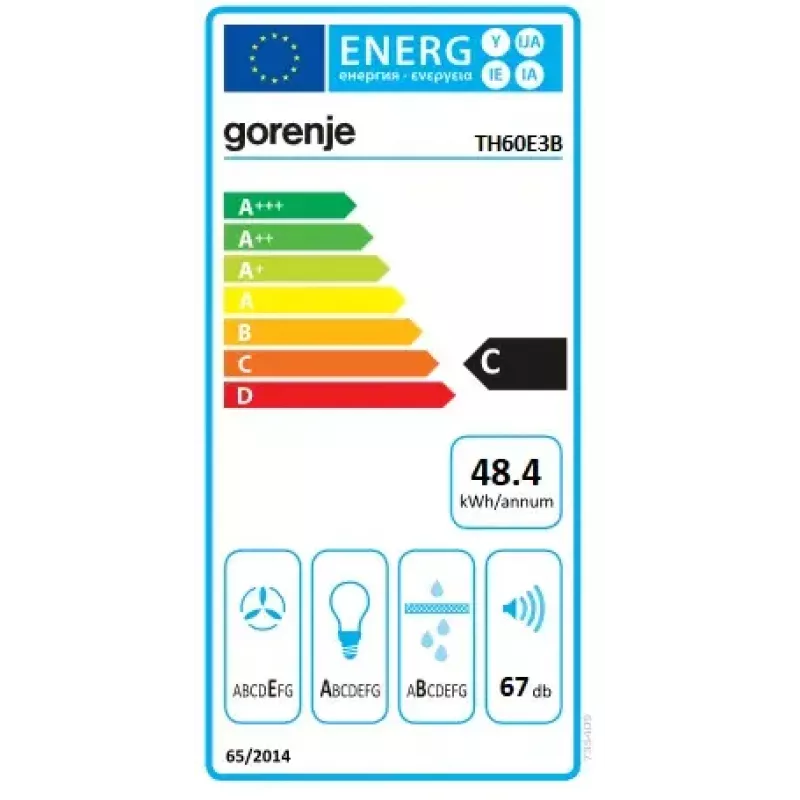 Gorenje TH60E3B afzuigkap onderbouw (uitschuifbaar) zwart 350 m³/h