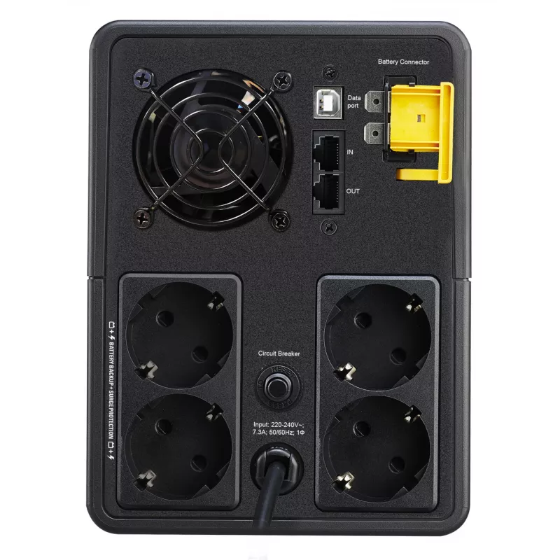 APC Back-UPS, 1600VA, tower, 230V, 4x CEE 7/7 Schuko stopcontacten, AVR
