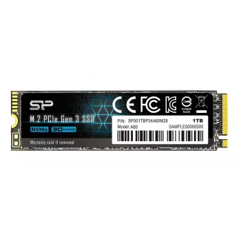 SSD M.2 2280 Silicon Power 1000GB NVMe PCIe Gen3x4, lezen 2200 MB/s, schrijven 1600 MB/s