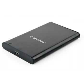 GEMBIRD USB 3.1 2,5 inch SATA HDD-behuizing met Type-C-aansluiting, geborsteld aluminium - zwart