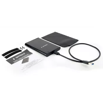GEMBIRD USB 3.1 2,5 inch SATA HDD-behuizing met Type-C-aansluiting, geborsteld aluminium - zwart