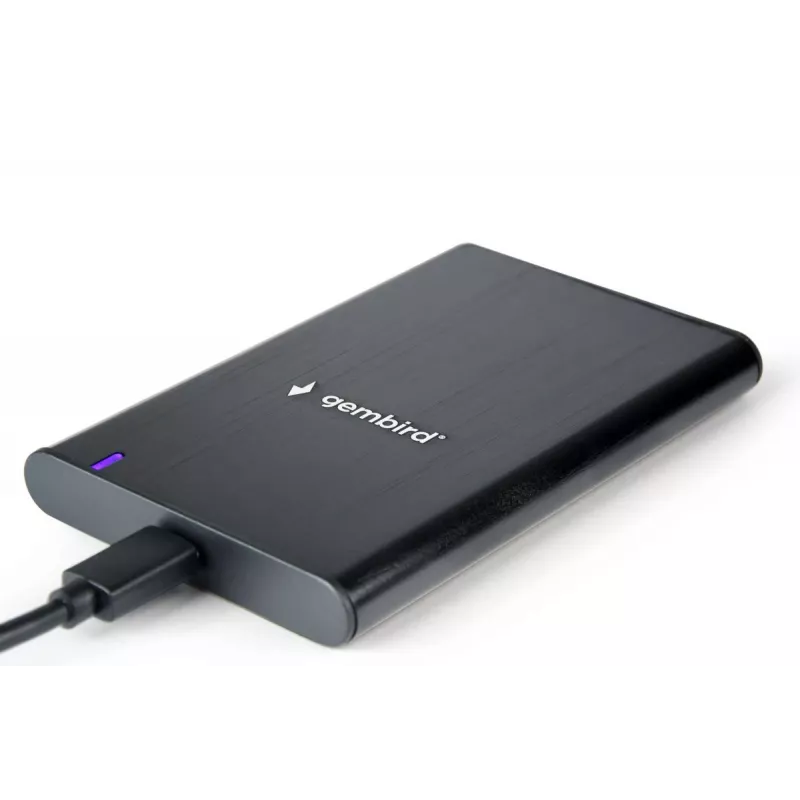 GEMBIRD USB 3.1 2,5 inch SATA HDD-behuizing met Type-C-aansluiting, geborsteld aluminium - zwart