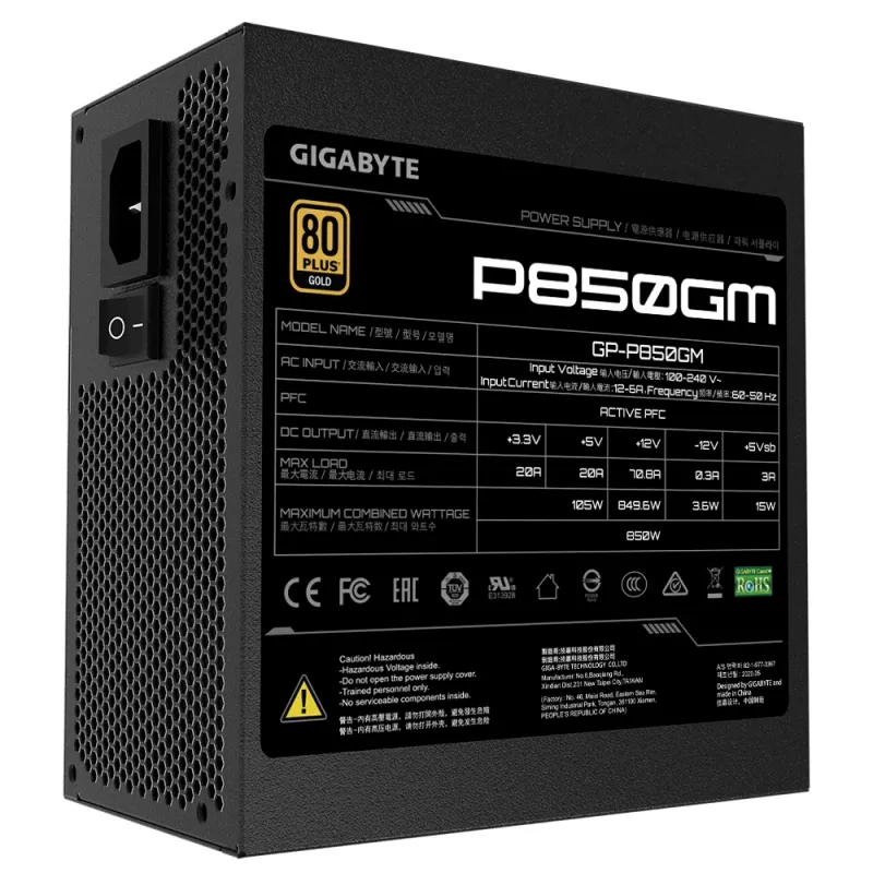 GIGABYTE P850GM voeding 850 W 20+4 pin ATX ATX zwart