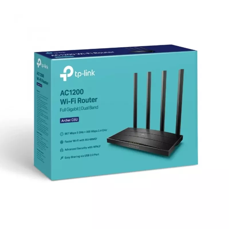 TP-Link Archer C6U wifirouter Gigabit Ethernet dualband (2,4 GHz / 5 GHz) zwart