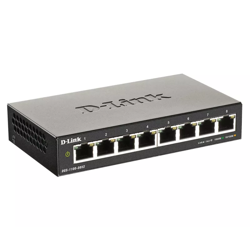 D-Link DGS-1100-08V2 managed L2 Gigabit Ethernet (10/100/1000) zwart