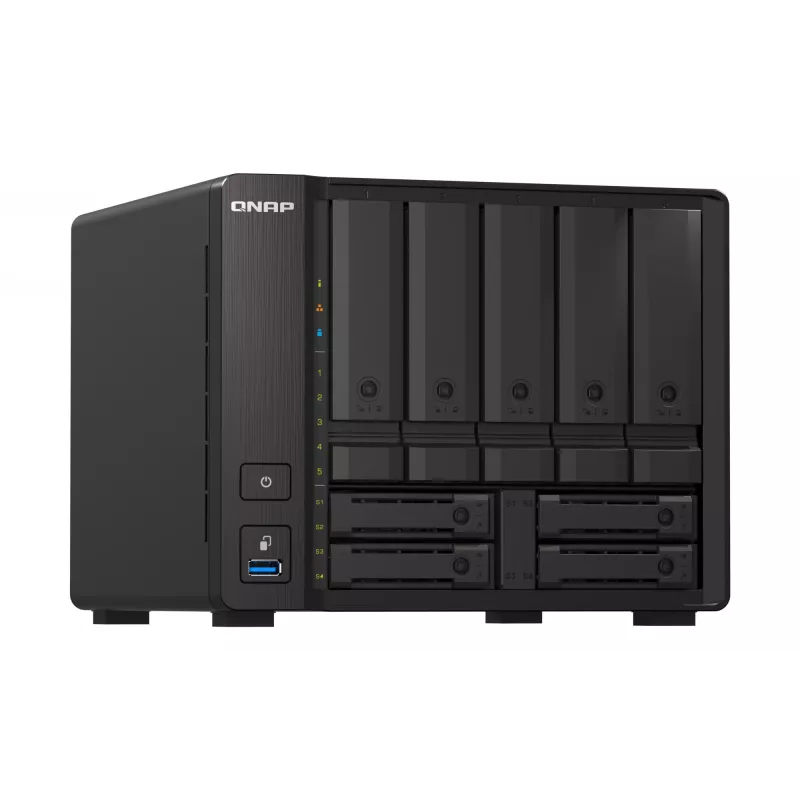 QNAP TS-H973AX NAS tower Ryzen Embedded V1500B 32 GB DDR4 0 TB QuTS hero Black