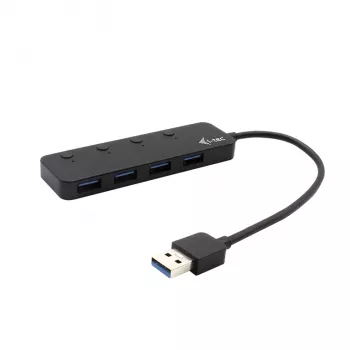 USB-hub i-tec USB 3.0 Metal HUB 4 poorten met afzonderlijke aan-/uit-schakelaars