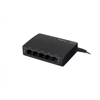 Unmanaged netwerkswitch LANBERG DSP3-1005-60W, 5x Gigabit RJ-45, 4x PoE+ (60 W totaal), 10 Gbit/s switching