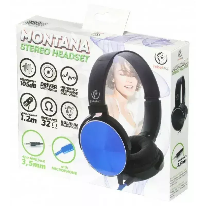 Stereo-koptelefoon Rebeltec MONTANA BLU