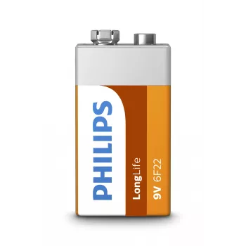 Batterij Philips 6F22L1B/10 — eenmalige 9V zink-koolstof, 0,0385 kg