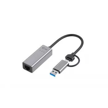 “i-tec Metal USB-C/USB-A 2.5Gbps Ethernet” adapter, bekabeld, USB Type-A/USB Type-C, Ethernet, 2500 Mbit/s, grijs