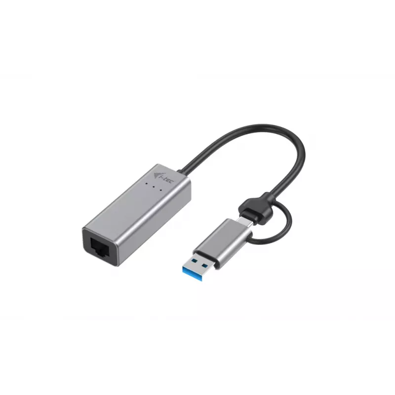 “i-tec Metal USB-C/USB-A 2.5Gbps Ethernet” adapter, bekabeld, USB Type-A/USB Type-C, Ethernet, 2500 Mbit/s, grijs
