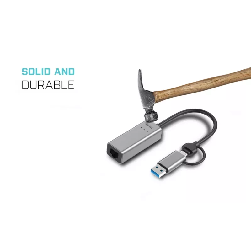 “i-tec Metal USB-C/USB-A 2.5Gbps Ethernet” adapter, bekabeld, USB Type-A/USB Type-C, Ethernet, 2500 Mbit/s, grijs