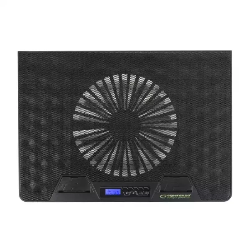 Notebook-koelpad ESPERANZA EGC101 — 1 ventilator 18 cm, 76 cfm, 800 tpm, 5 hoogteposities, LCD, USB-gevoed