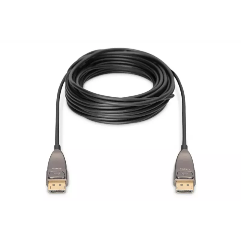 DIGITUS DisplayPort AOC hybride glasvezelkabel M/M UHD 8K@60Hz, CE, zwart 15m