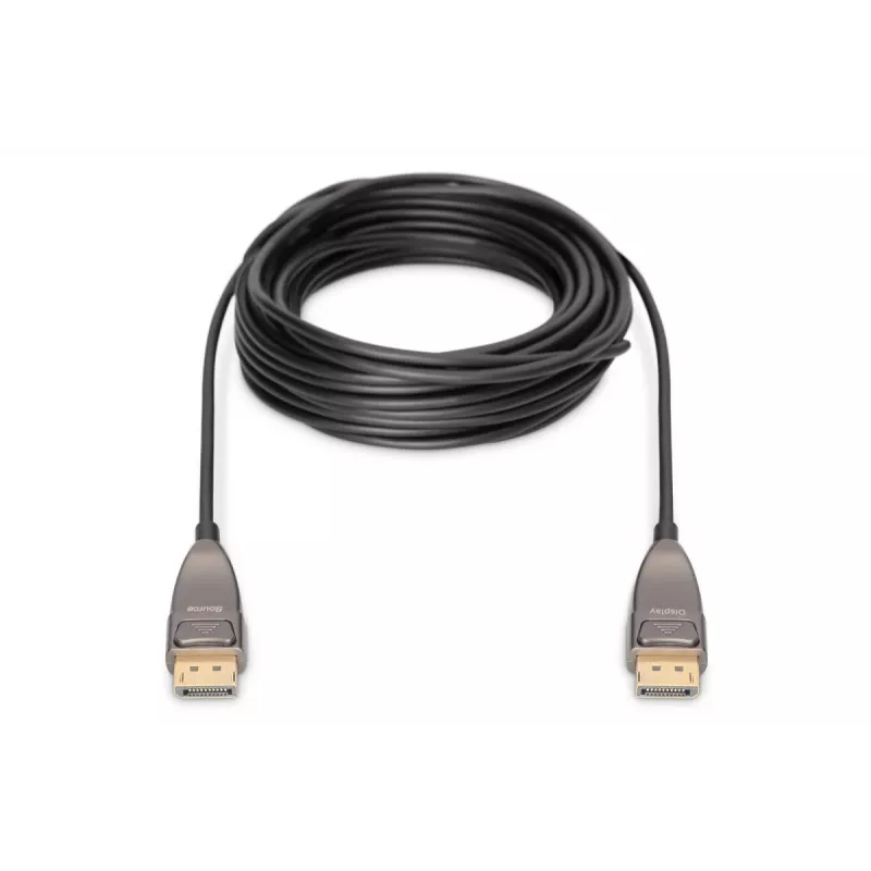 DIGITUS DisplayPort AOC hybride glasvezelkabel M/M UHD 8K@60Hz, CE, zwart 20m