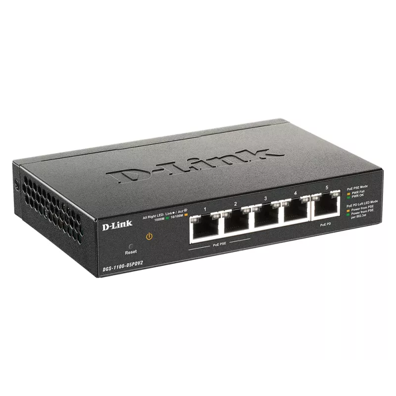 D-Link 5-poorts Gigabit PoE smart managed switch met 1 PD-poort