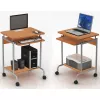 Computertafel TECHLY Compact ICA-TB S005 — compacte computertafel, MDF-tafelblad, toetsenbordlade, wielen, 600×450×750 mm, beuken