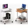 Computertafel TECHLY Compact ICA-TB S005 — compacte computertafel, MDF-tafelblad, toetsenbordlade, wielen, 600×450×750 mm, beuken