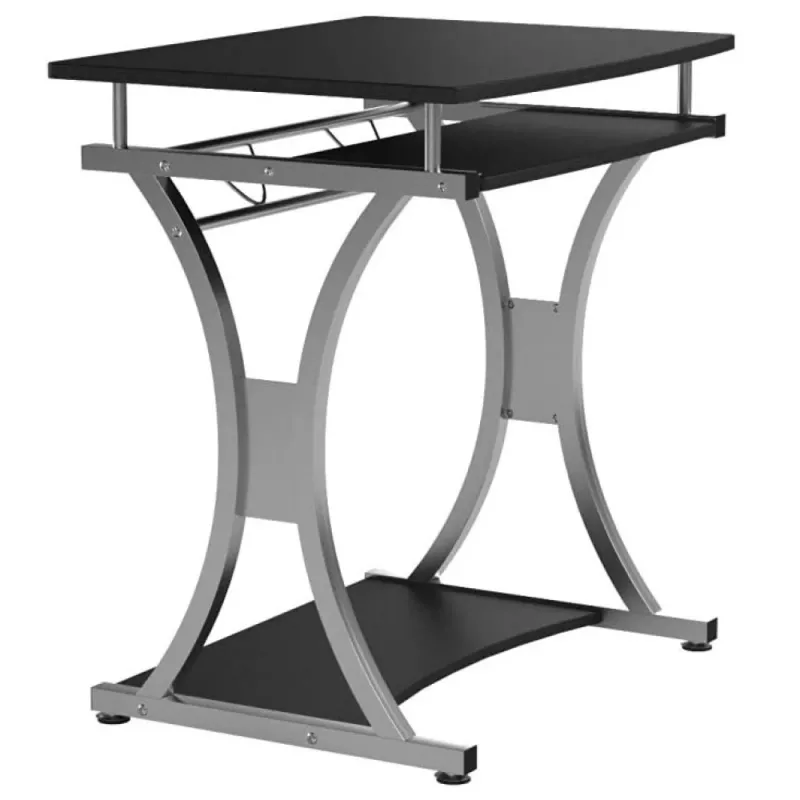 Techly Compact Desk voor pc met uitneembare toetsenbordlade, zwart grafiet ICA-TB 328BK