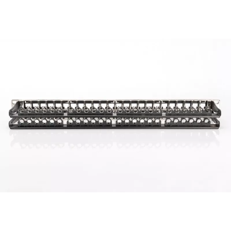 DIGITUS modulaire patchpanel, afgeschermd 48-poorts, labelveld, 1U, rackmontage, kleur zwart RAL 9005