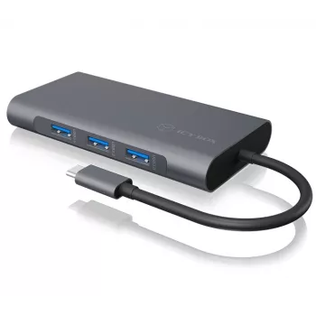 ICY BOX IB-DK4040-CPD bekabeld USB 3.2 Gen 1 (3.1 Gen 1) Type-C antraciet, zwart