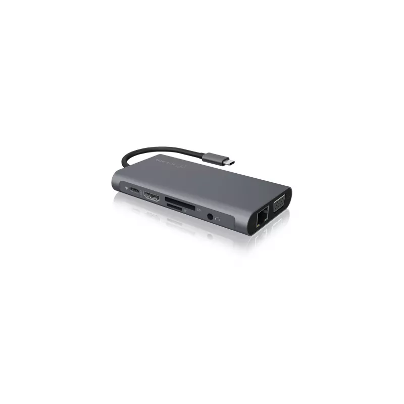 ICY BOX IB-DK4040-CPD bekabeld USB 3.2 Gen 1 (3.1 Gen 1) Type-C antraciet, zwart