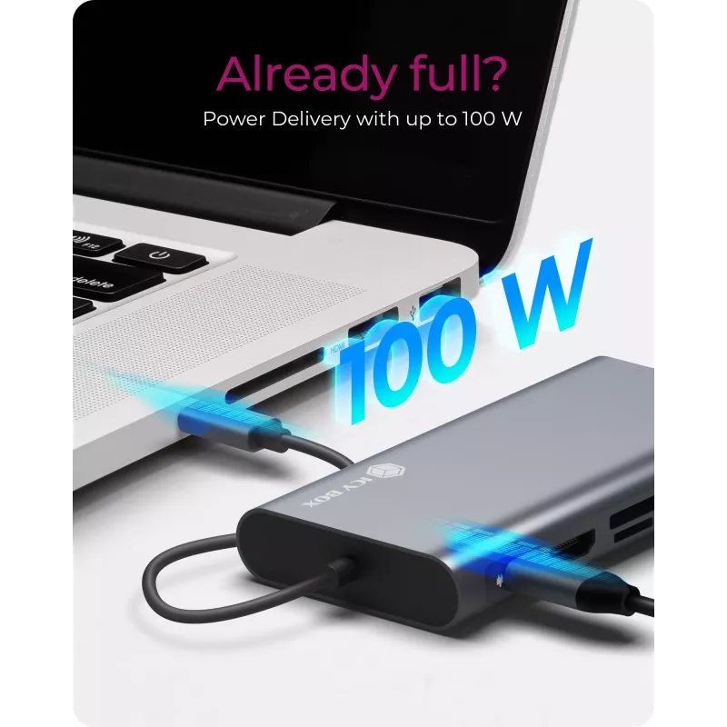 ICY BOX IB-DK4040-CPD bekabeld USB 3.2 Gen 1 (3.1 Gen 1) Type-C antraciet, zwart