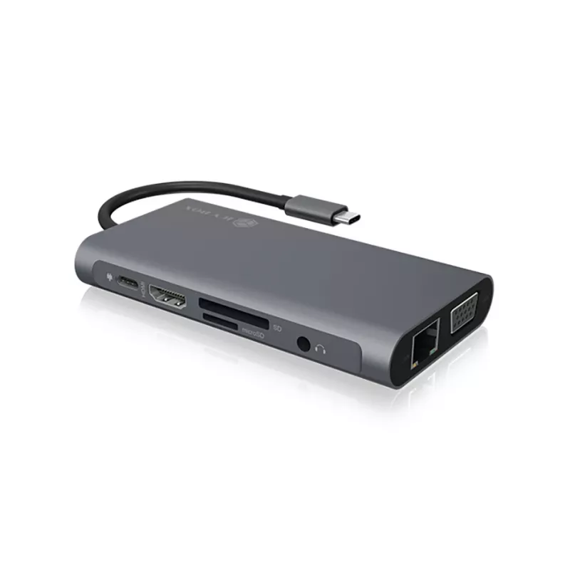 ICY BOX IB-DK4040-CPD bekabeld USB 3.2 Gen 1 (3.1 Gen 1) Type-C antraciet, zwart