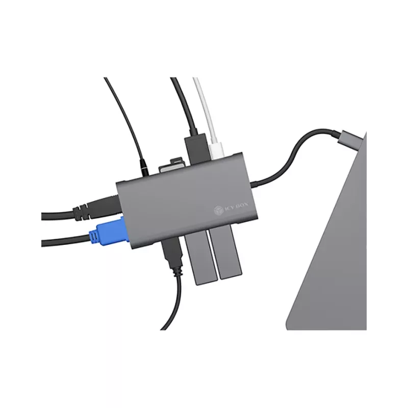 ICY BOX IB-DK4040-CPD bekabeld USB 3.2 Gen 1 (3.1 Gen 1) Type-C antraciet, zwart
