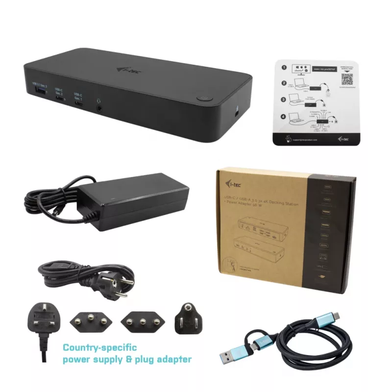 i-tec USB 3.0 / USB-C / Thunderbolt, 3x 4K dockingstation + Power Delivery 100W
