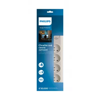 Overspanningsbeveiliging Philips SPN7040WA/60 4 AC-stopcontacten 600 J 2 m wit