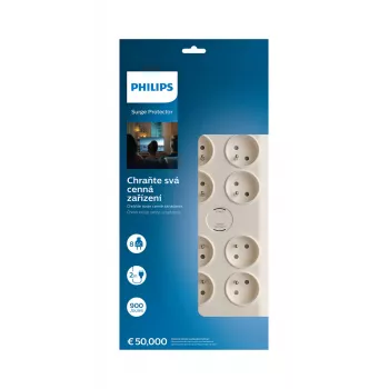 Philips SPN7080WA/60 overspanningsbeveiliging wit 8 AC-stopcontact(en) 2 m