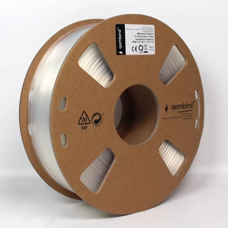 Gembird ABS-filament 1,75 mm, 1 kg, transparant