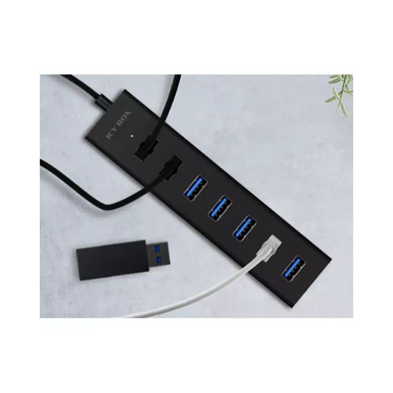 ICY BOX IB-HUB1700-U3 USB 3.2 Gen 1 (3.1 Gen 1) Type-A 5000 Mbit/s zwart