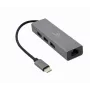 Docking-adapter Gembird A-CMU3-LAN-01 — USB-C 3.2 Gen 1, 1× Gigabit-LAN, 3× USB-A, metalen behuizing, grijs
