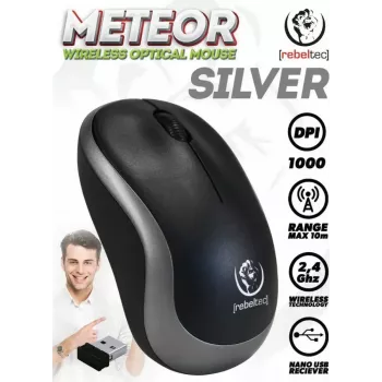 Draadloze optische muis Rebeltec METEOR zilver RBLMYS00050 USB