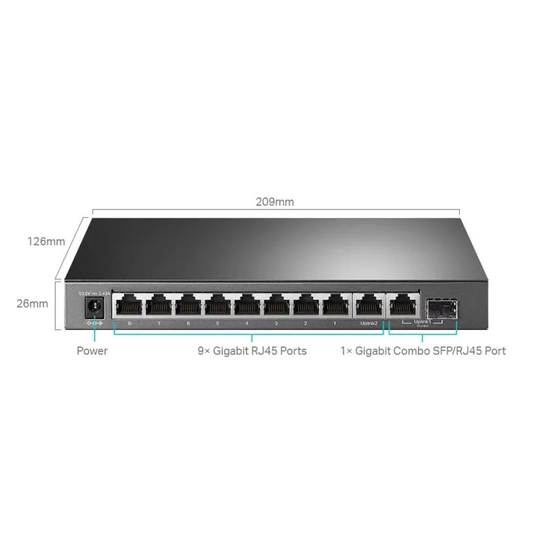 Managed switch TP-Link TL-SG1210MPE 10-poorts Gigabit met 8-poorts PoE+