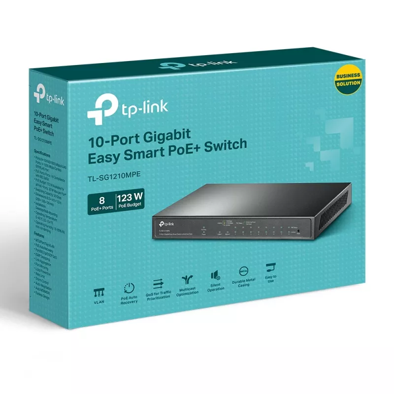 Managed switch TP-Link TL-SG1210MPE 10-poorts Gigabit met 8-poorts PoE+