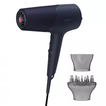 Haardroger Philips 5000 Series BHD510/00, 2300 W, 6 warmte-/6 snelheidsstanden, ionisch, Cool Shot, stylingmondstuk & diffusor, marineblauw, 1,8 m kabel