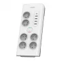 Philips SPN7060WA/60 overspanningsbeveiliging wit 6 AC-stopcontacten 2 m
