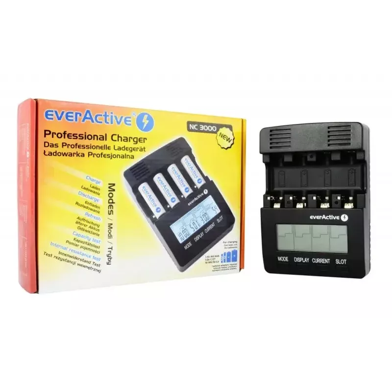 everActive NC-3000 processorgestuurde batterijlader voor AA/AAA/C/D