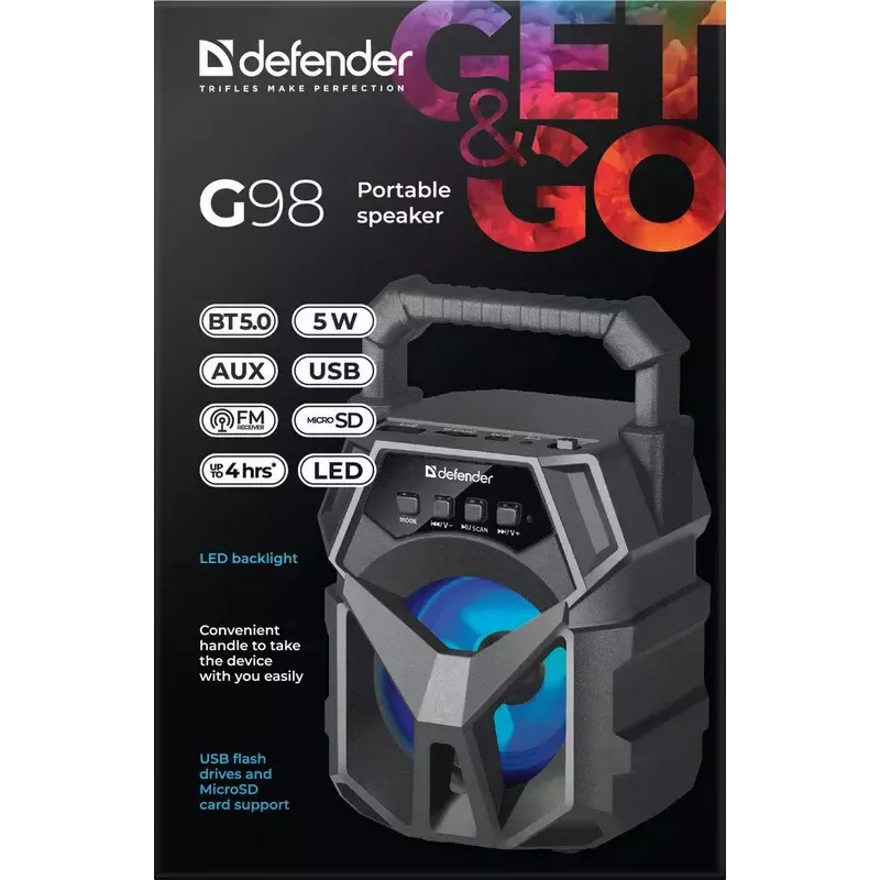 Mono draagbare luidspreker Defender G98 zwart