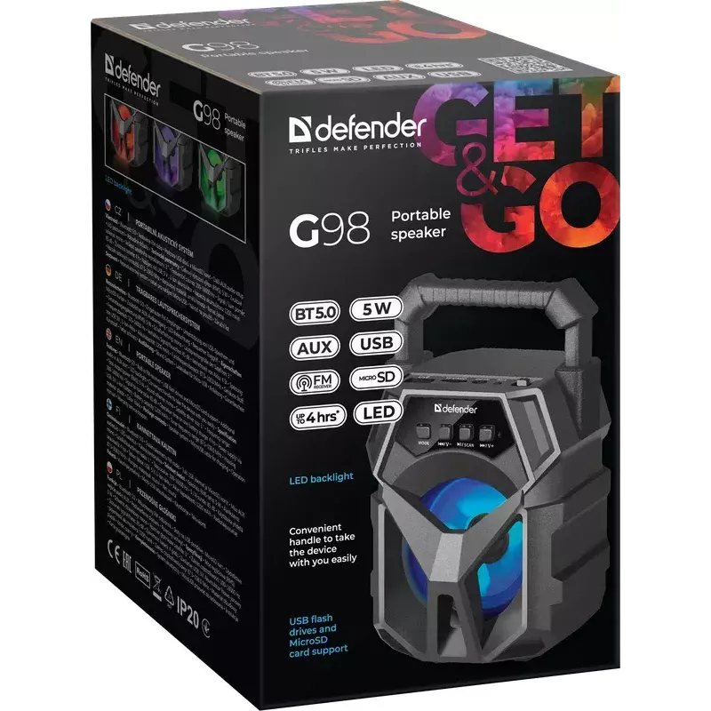 Mono draagbare luidspreker Defender G98 zwart