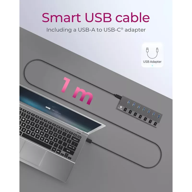 ICY BOX IB-HUB1701-C3 USB 3.2 Gen 1 (3.1 Gen 1) Type-B 5000 Mbit/s antraciet