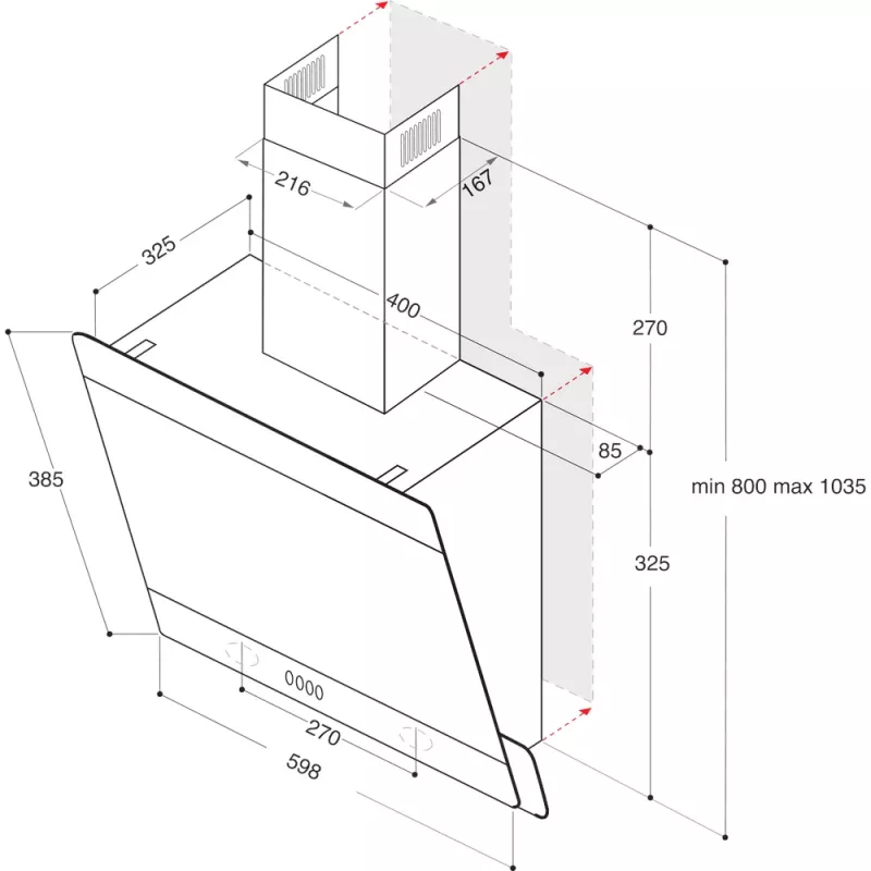 Whirlpool AKR 65F LM K Wandmontage zwart 375 m³/h