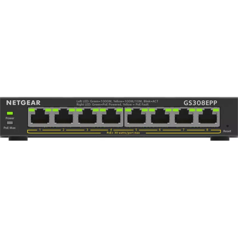 NETGEAR 8-poorts Gigabit Ethernet PoE+ switch (GS308EPP)